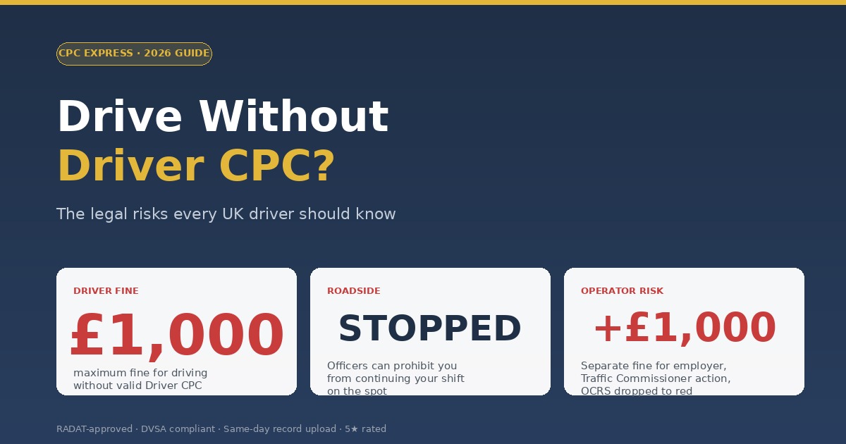 Drive without Driver CPC - legal risks and consequences for UK professional drivers