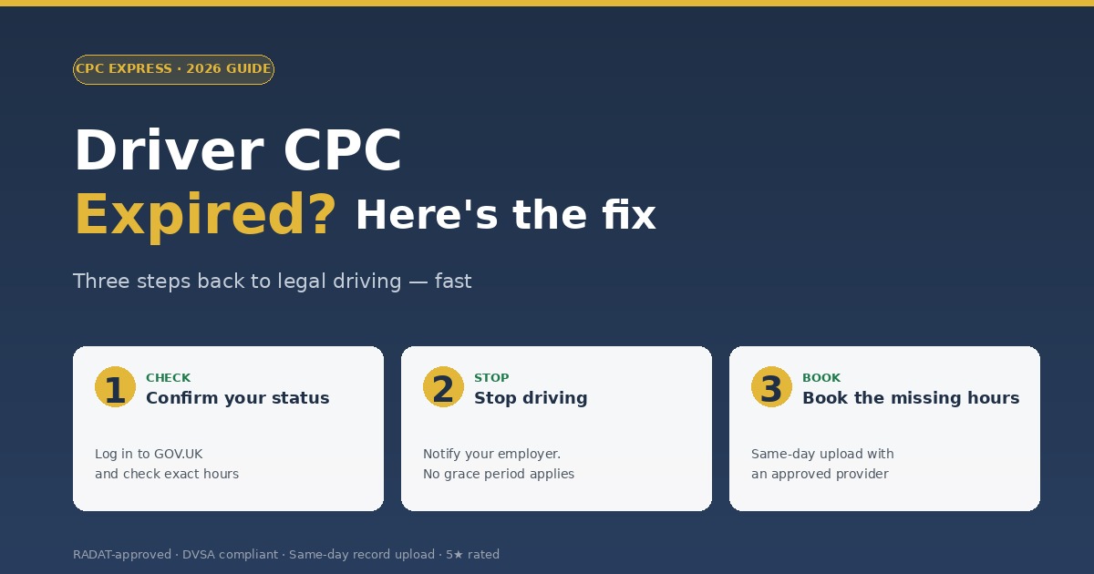What happens if your Driver CPC expires - the fastest route back to legal driving in the UK