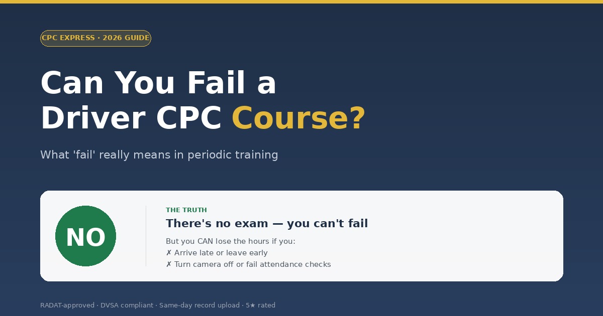 Fail Driver CPC course - what fail really means and how to protect your training hours